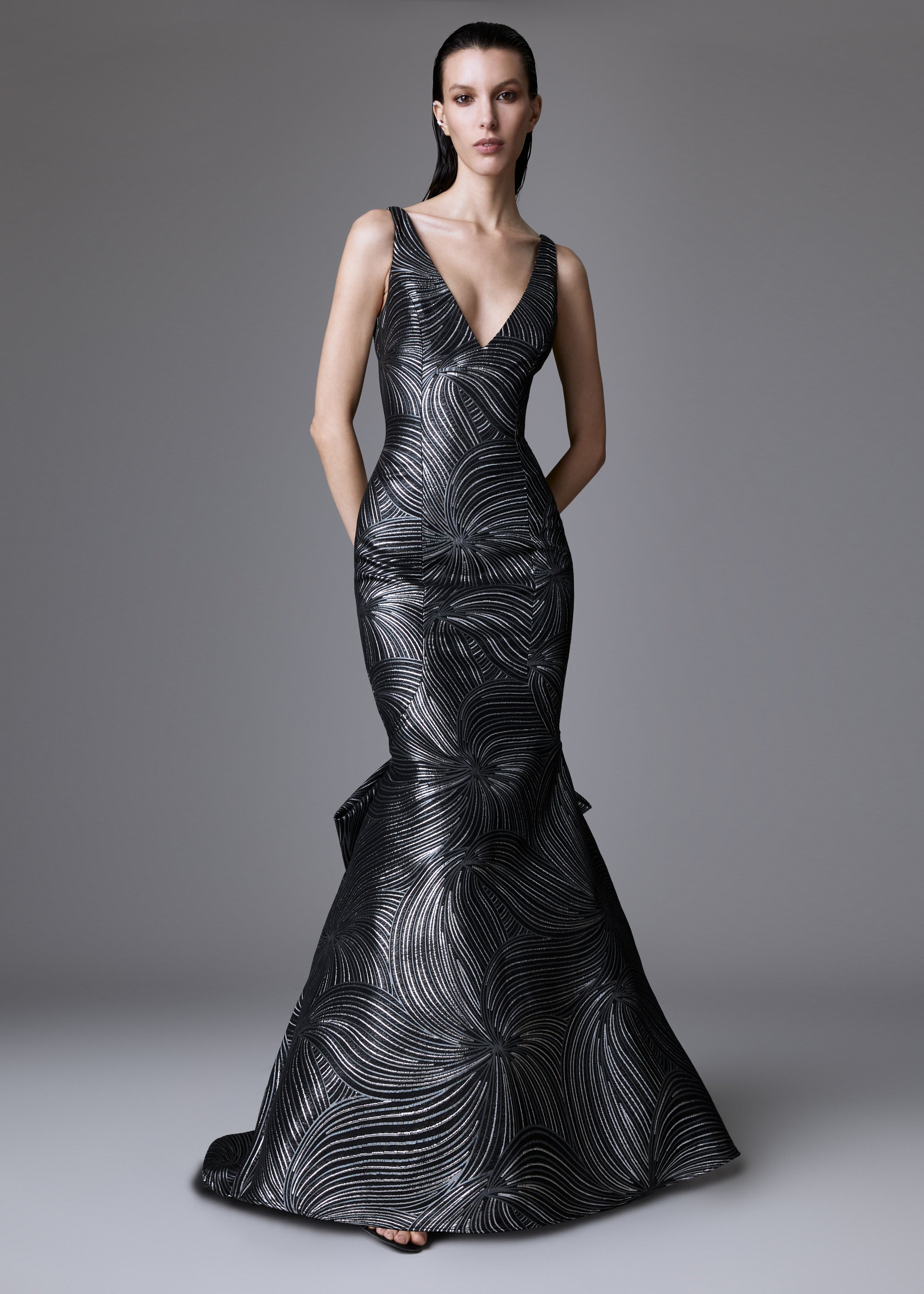 Sleeveless V-Neck Gown
