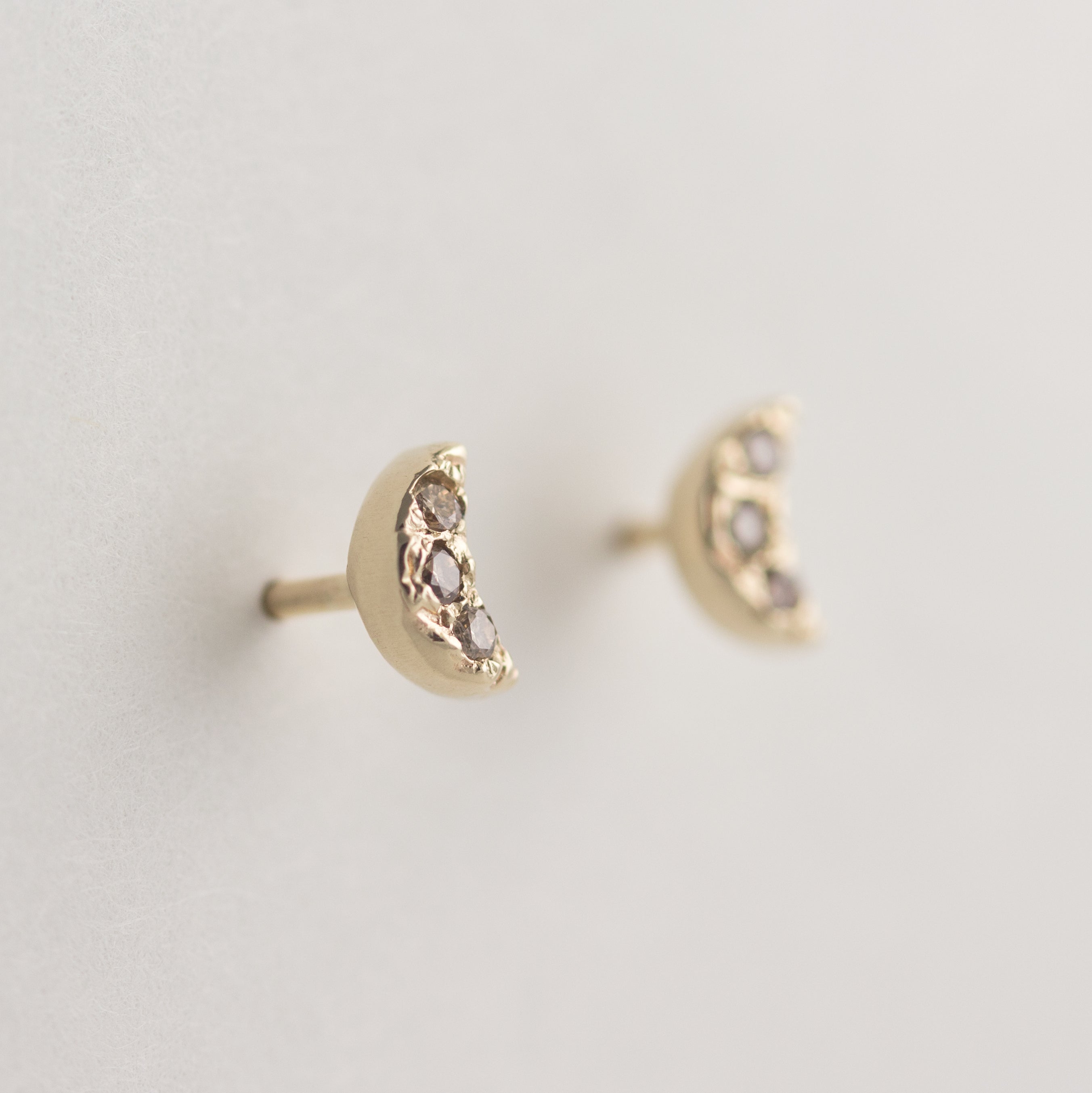 Crescent Champagne Diamond Earrings