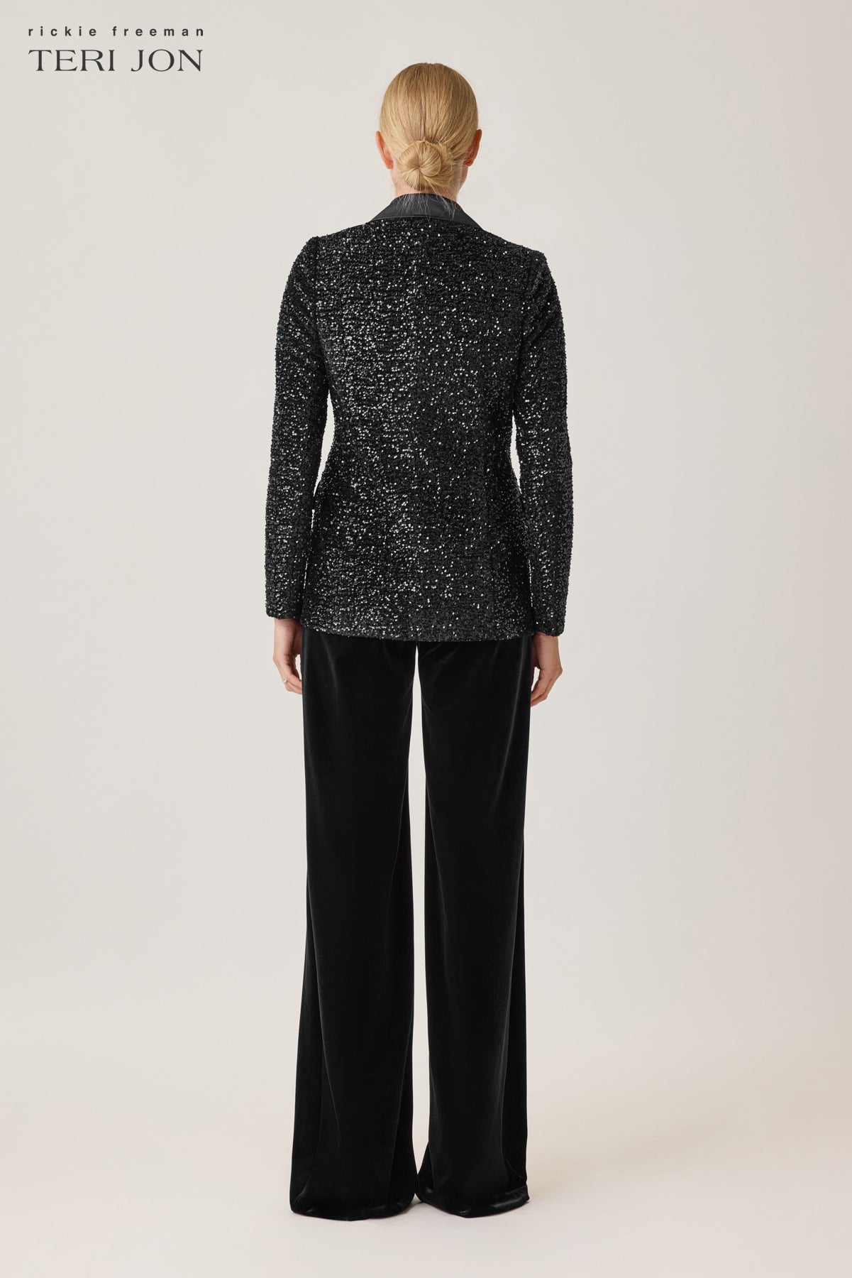 Velvet Sequin Blazer with Satin Trim