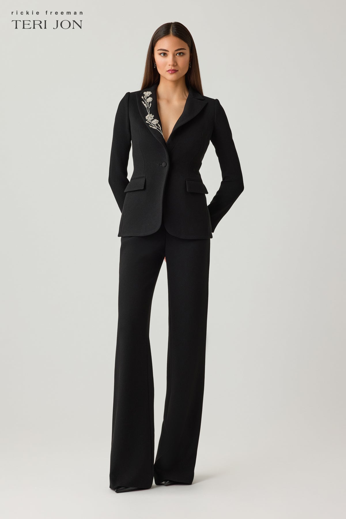 Tailored Crepe Straight Leg Pants