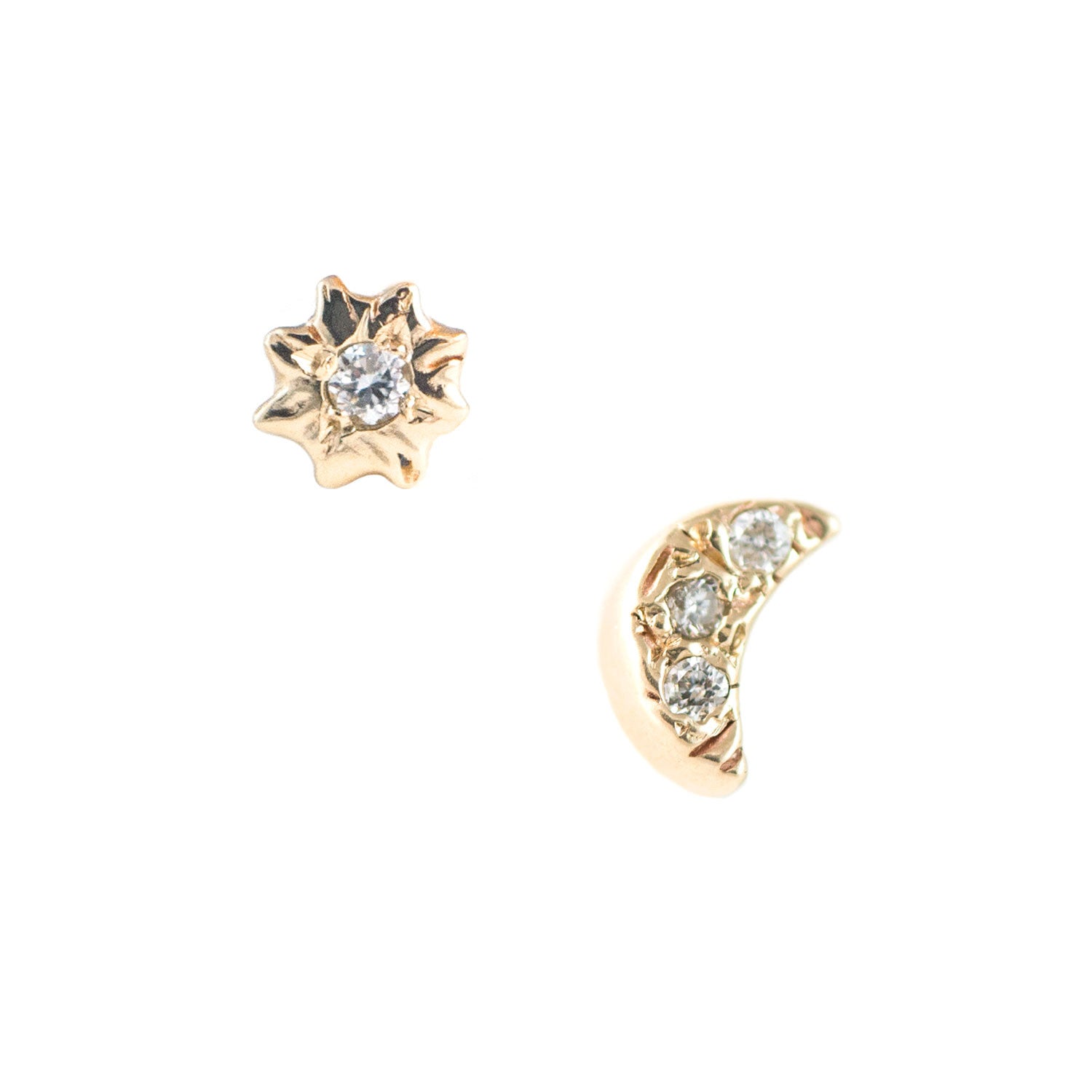 Crescent Star Diamond Earrings