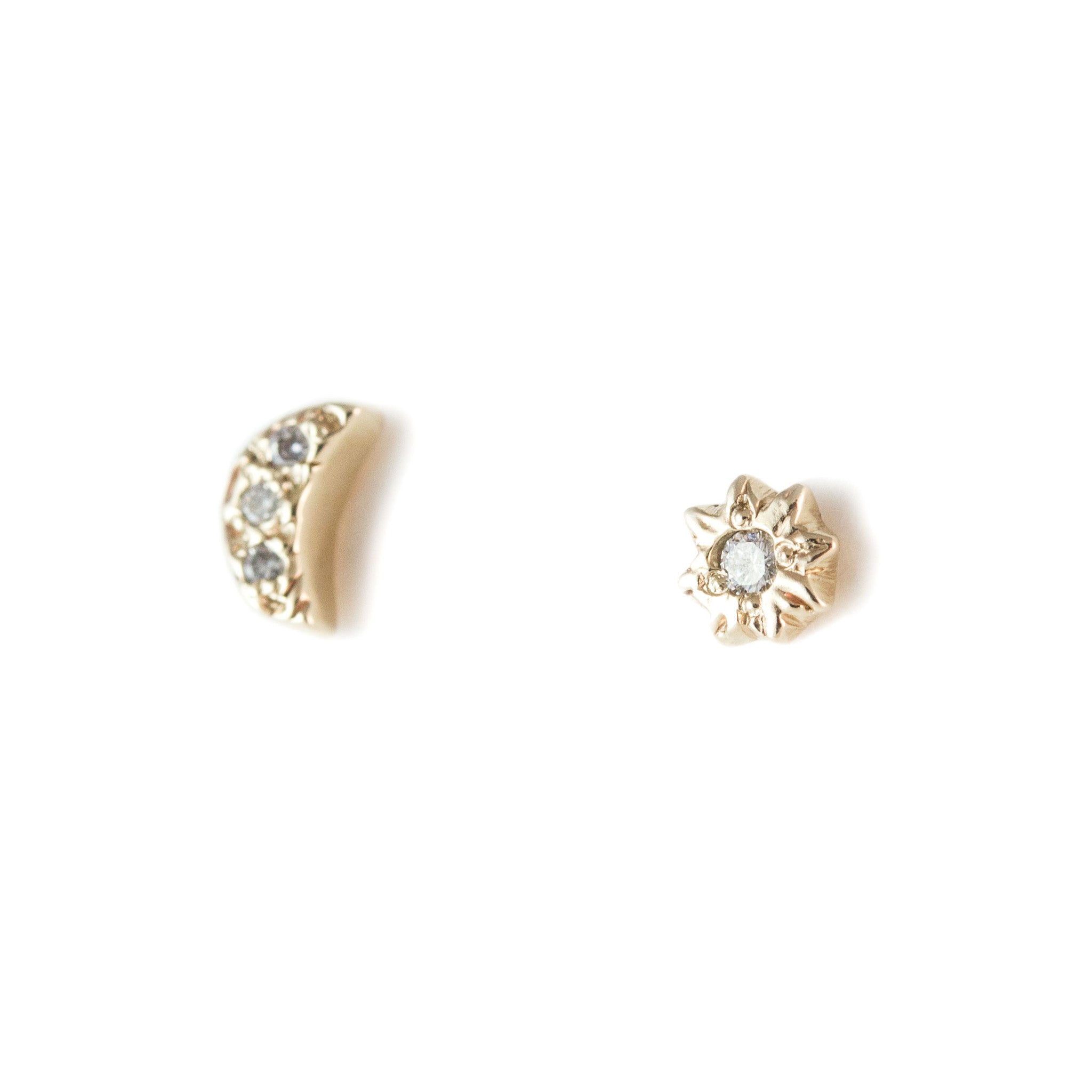 Crescent Star Diamond Earrings
