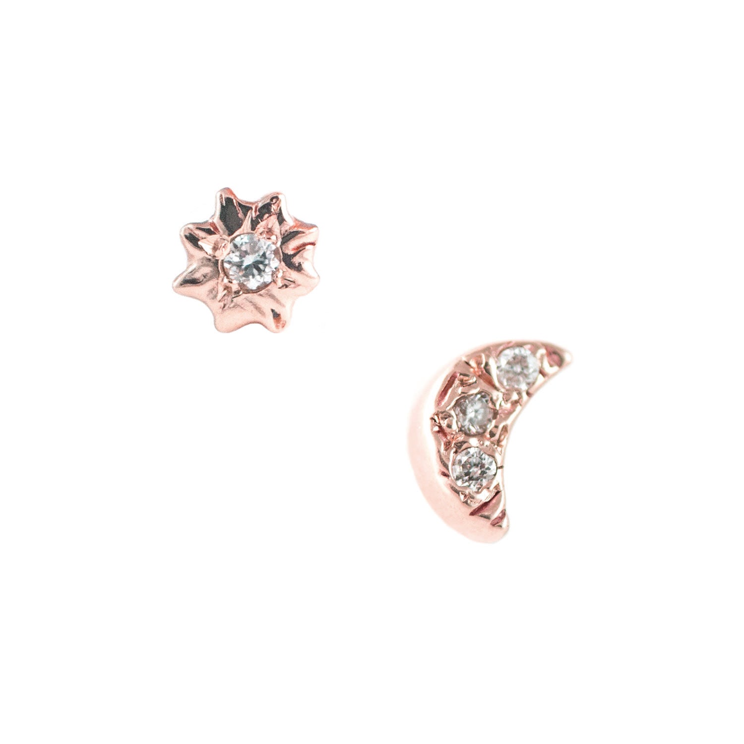 Crescent Star Diamond Earrings