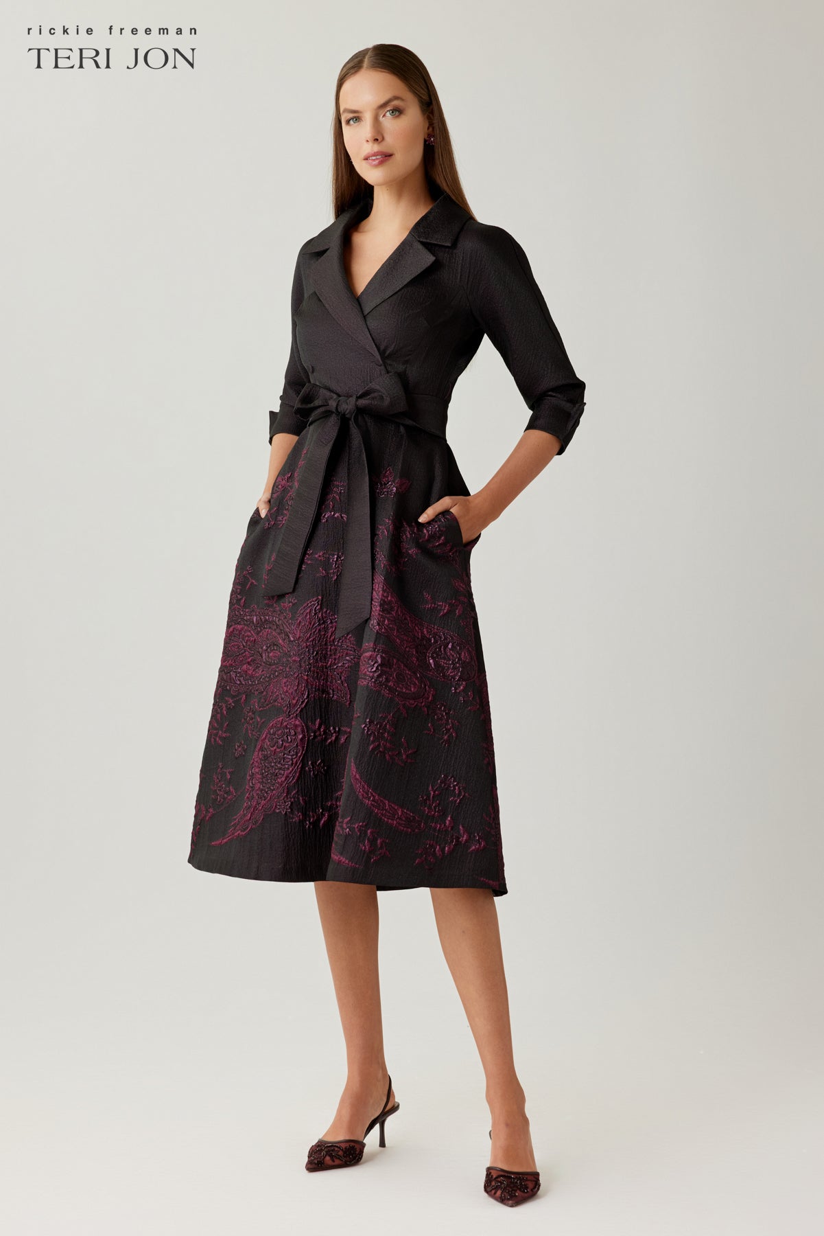 Jacquard and Paisley Double Breasted Shirt Waist Dress