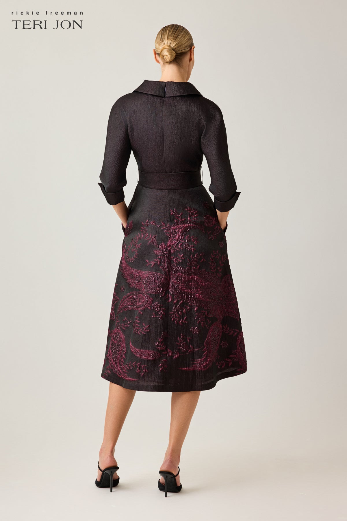 Jacquard and Paisley Double Breasted Shirt Waist Dress