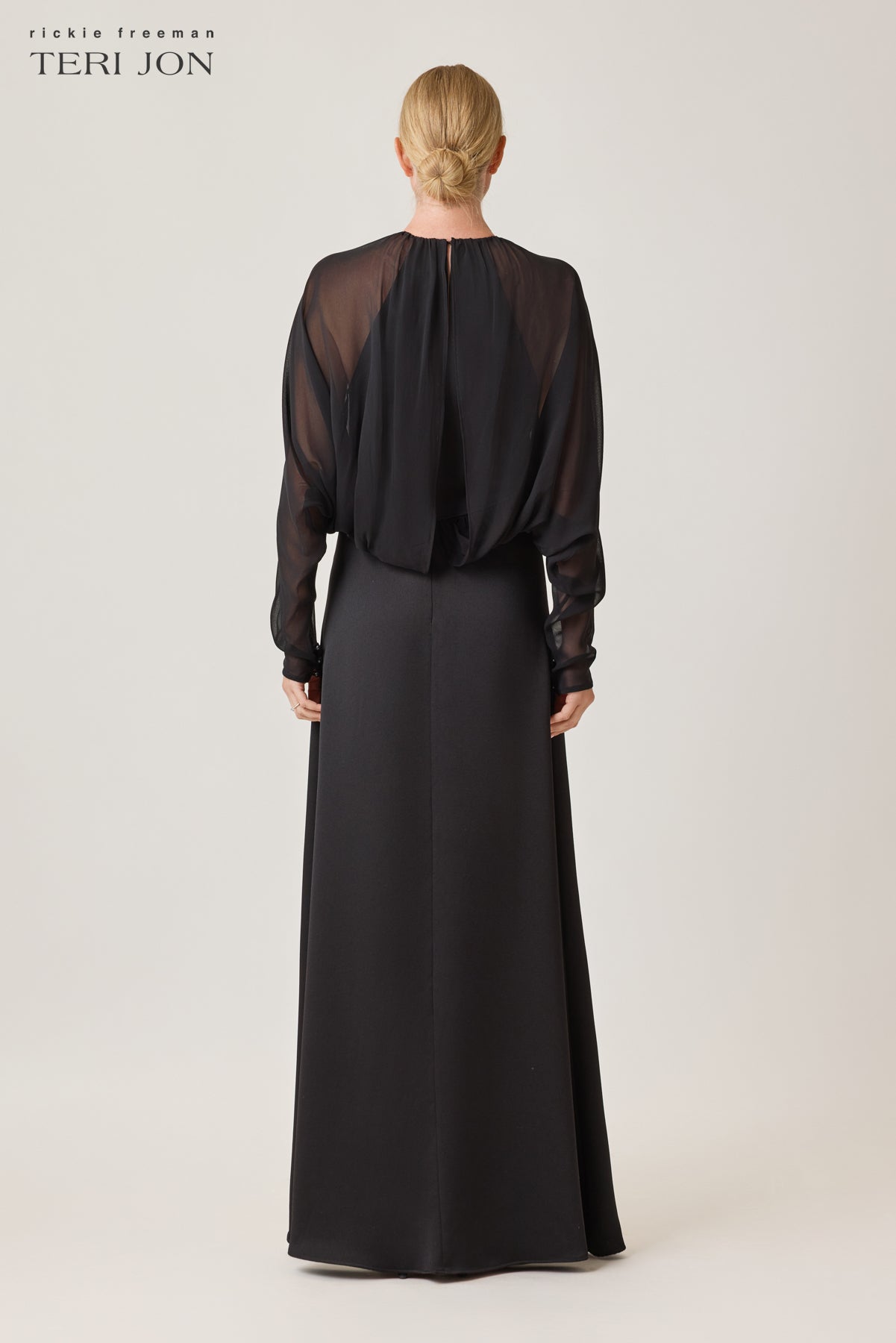 Crepe Dress with Chiffon Dolman Sleeve
