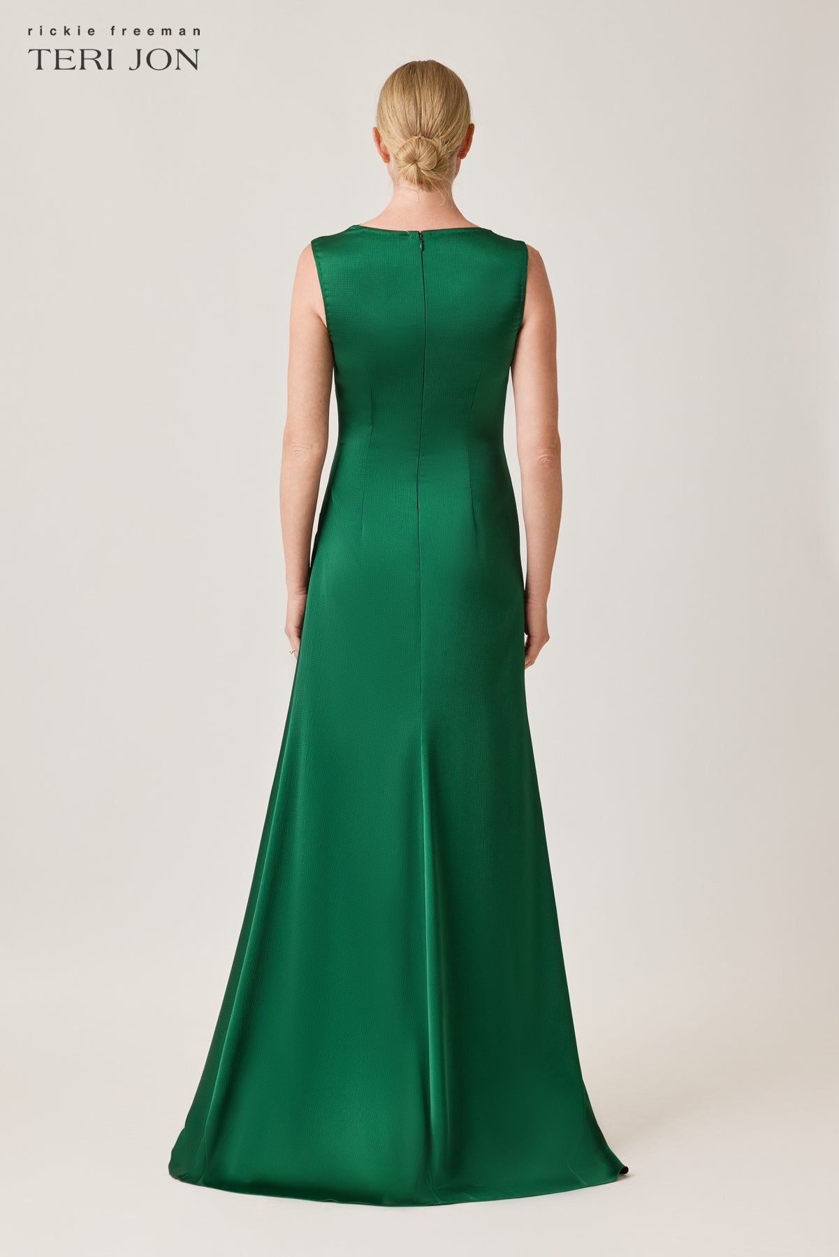 Hammer Satin Shirred Side Ruched Gown