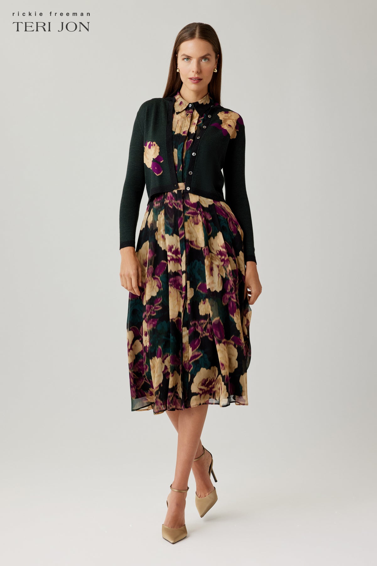 Floral Print Knit Cardigan