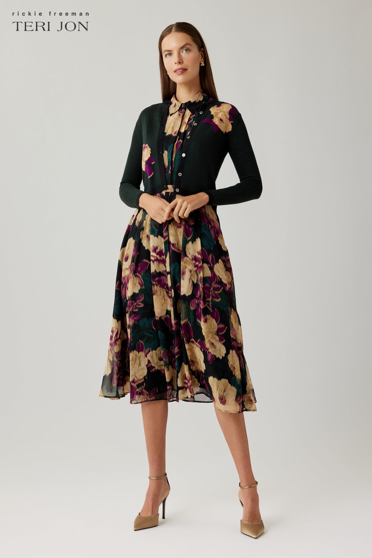 Floral Print Knit Cardigan