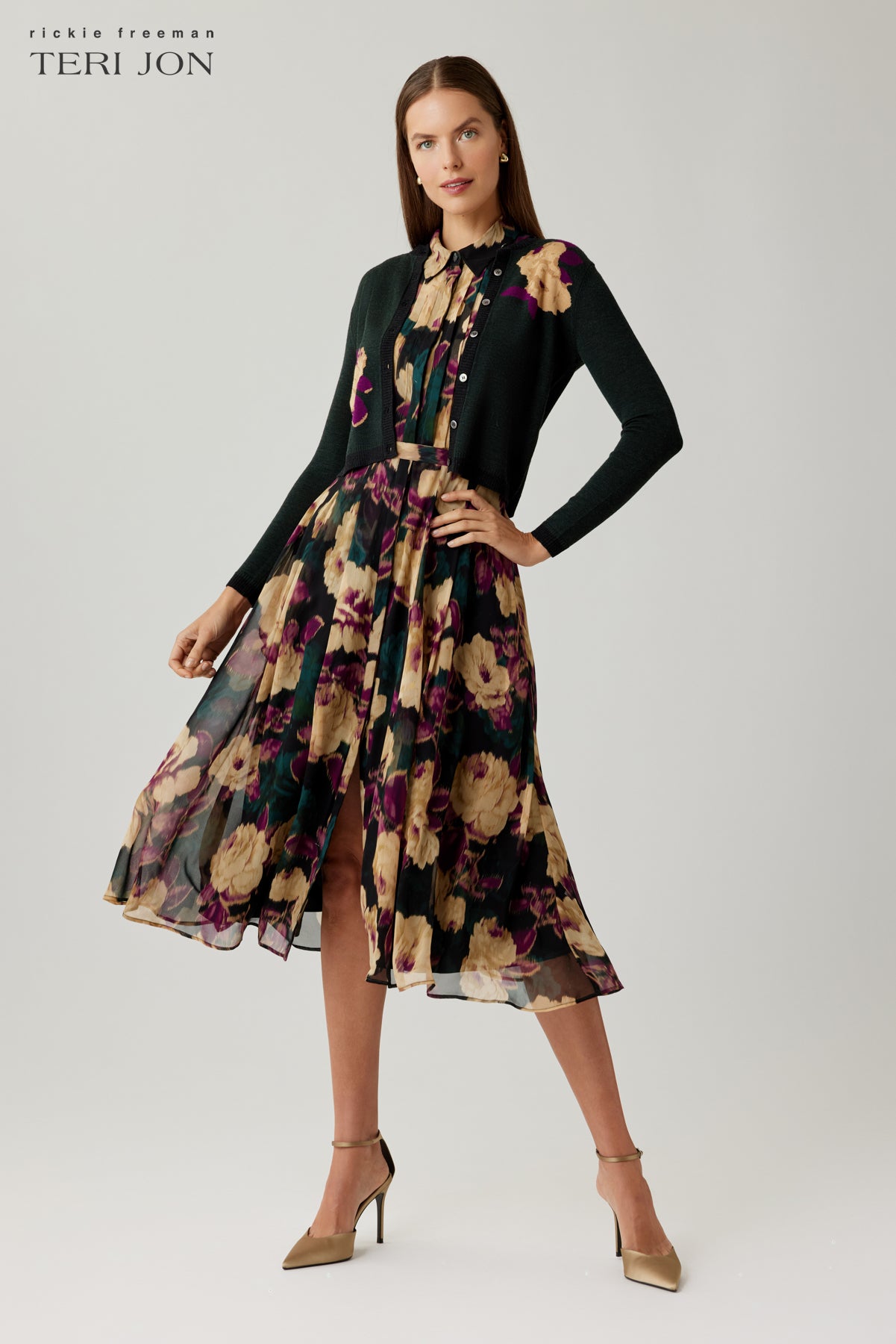 Floral Print Knit Cardigan
