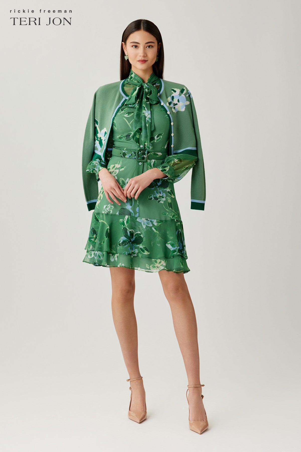 Knit Floral Print Cardgian