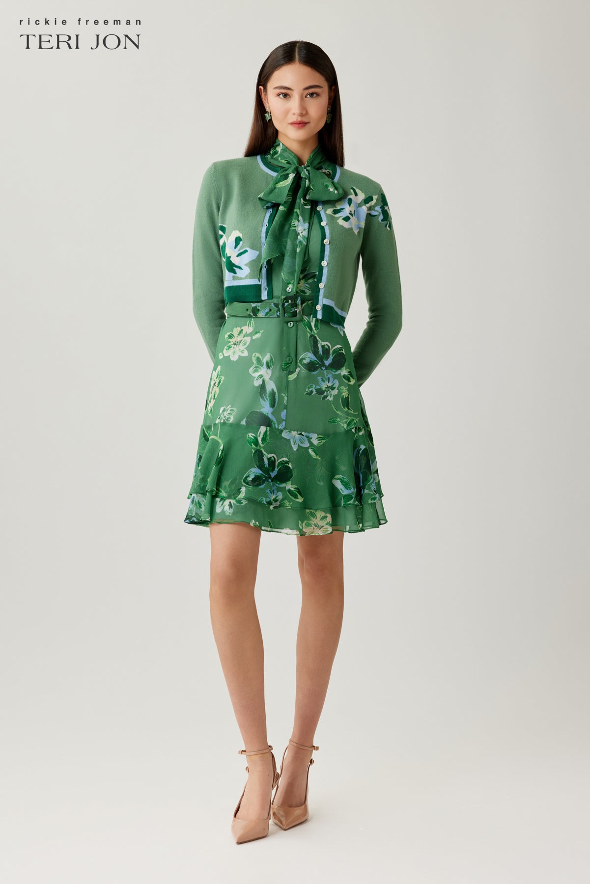 Knit Floral Print Cardgian