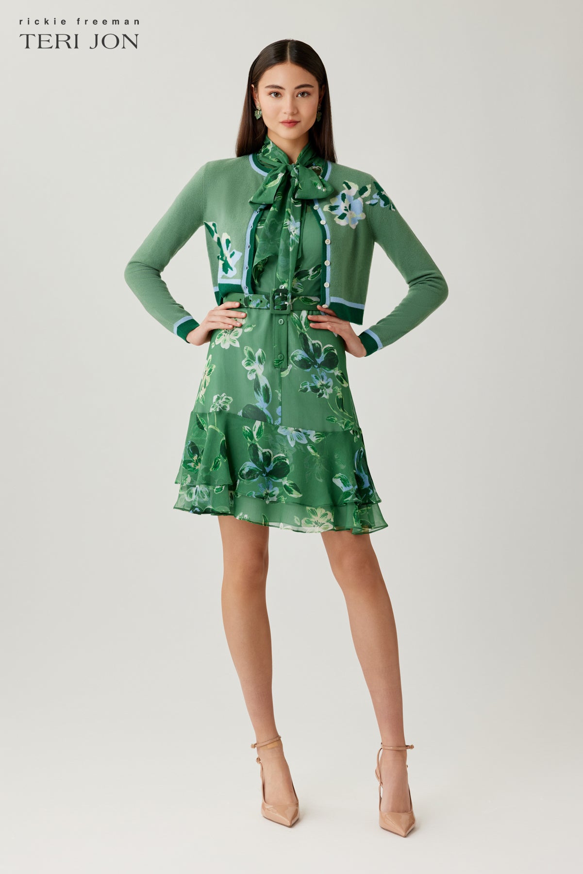Knit Floral Print Cardgian