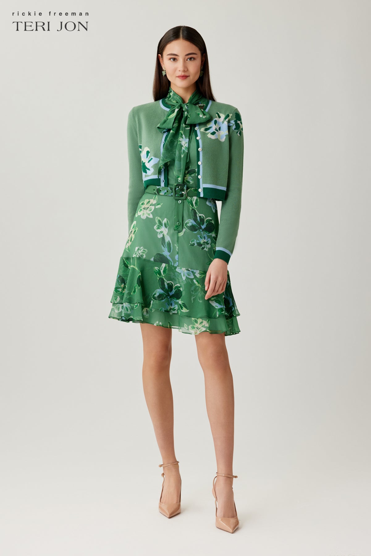 Knit Floral Print Cardgian