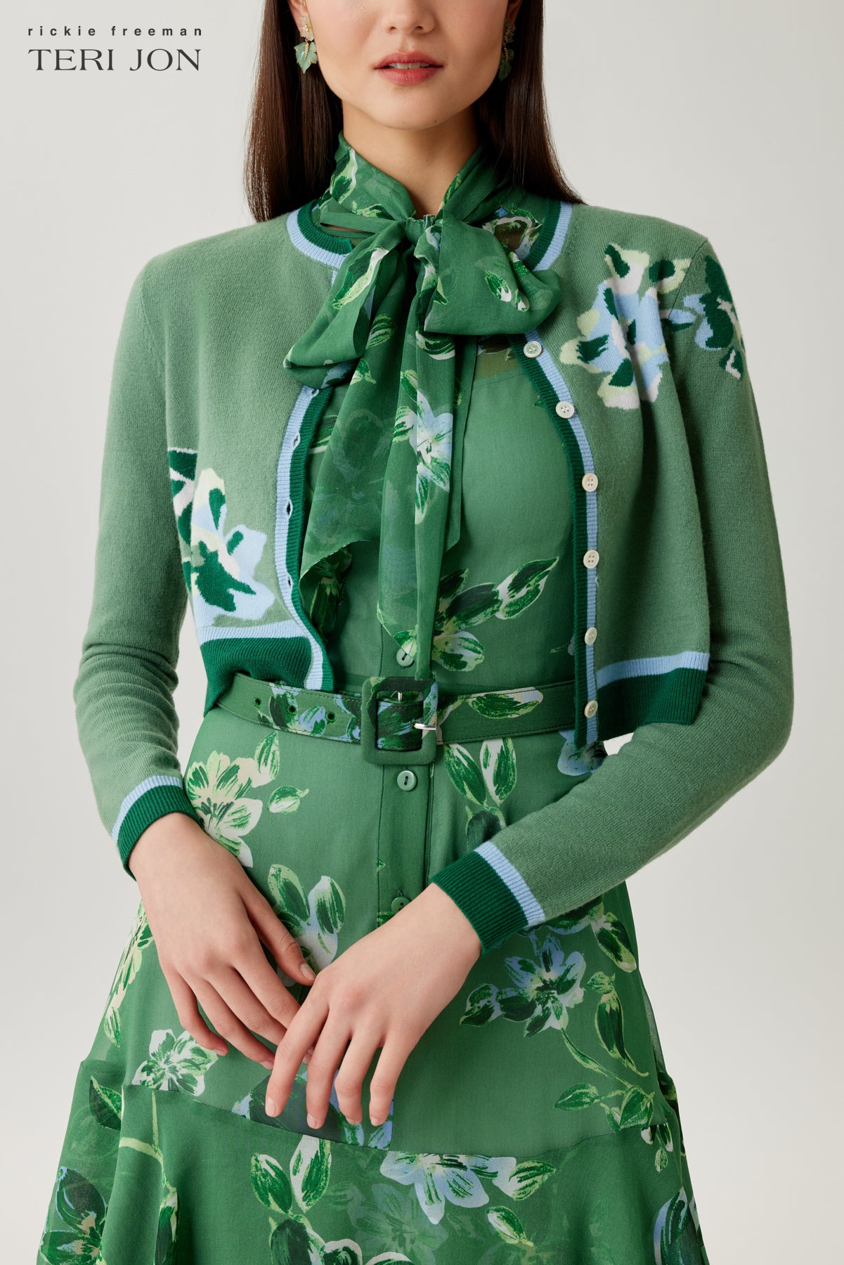 Knit Floral Print Cardgian