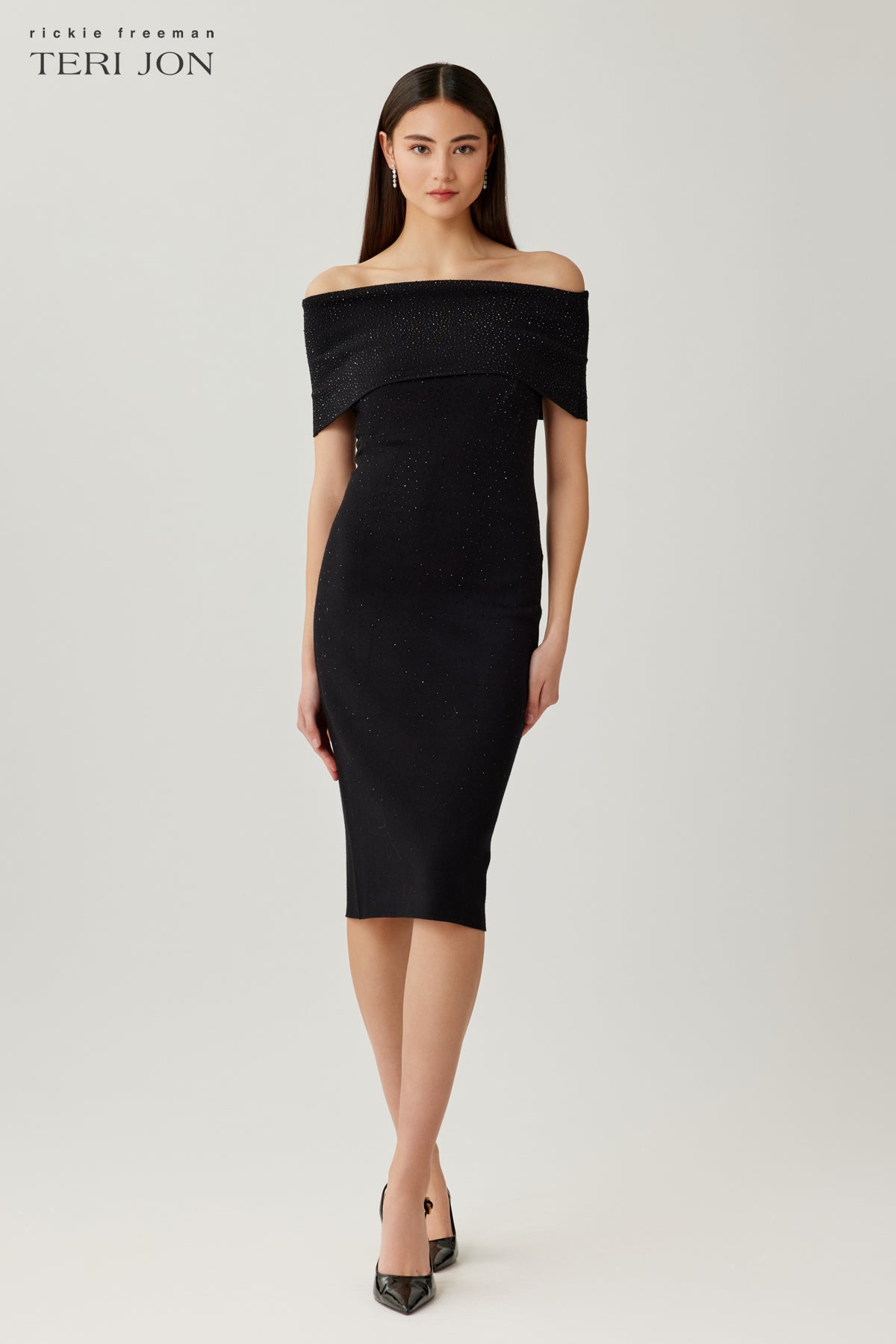 Off The Shoulder Sparkle Knit Dress