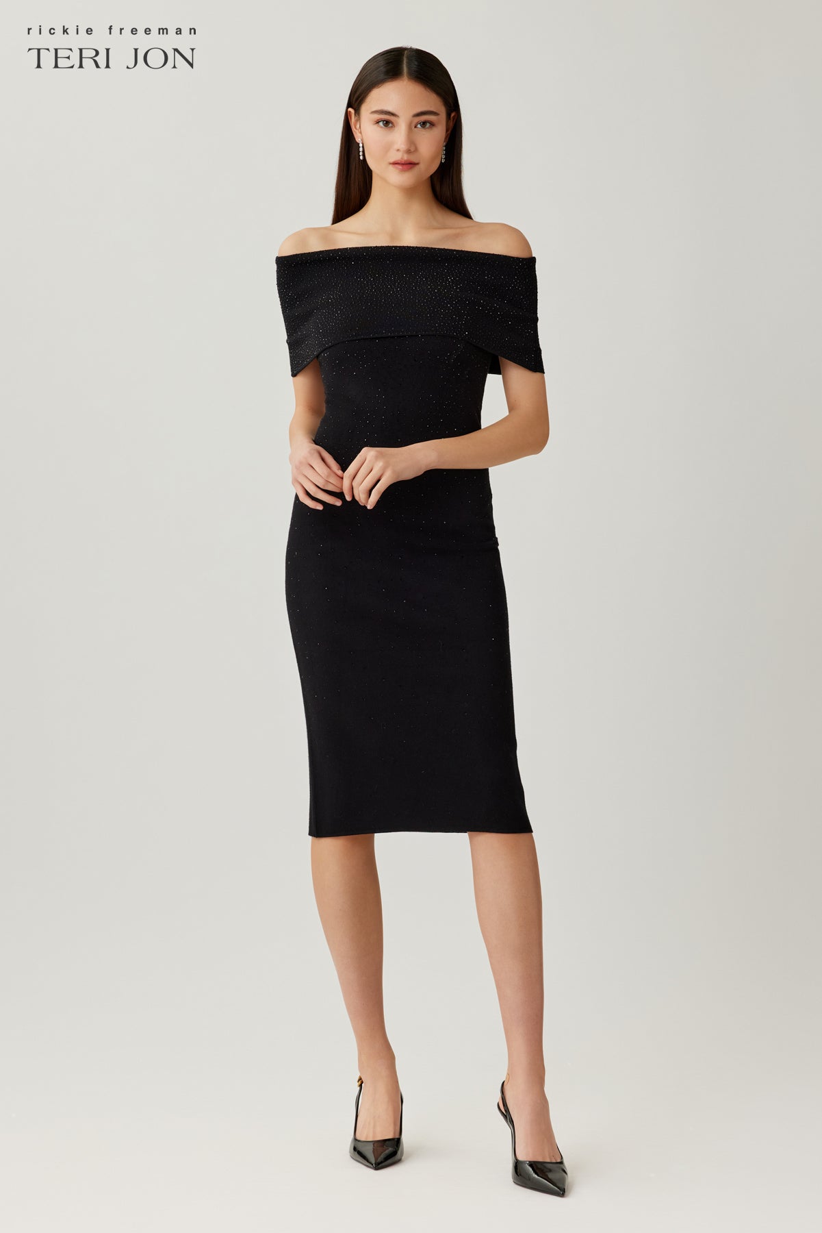 Off The Shoulder Sparkle Knit Dress
