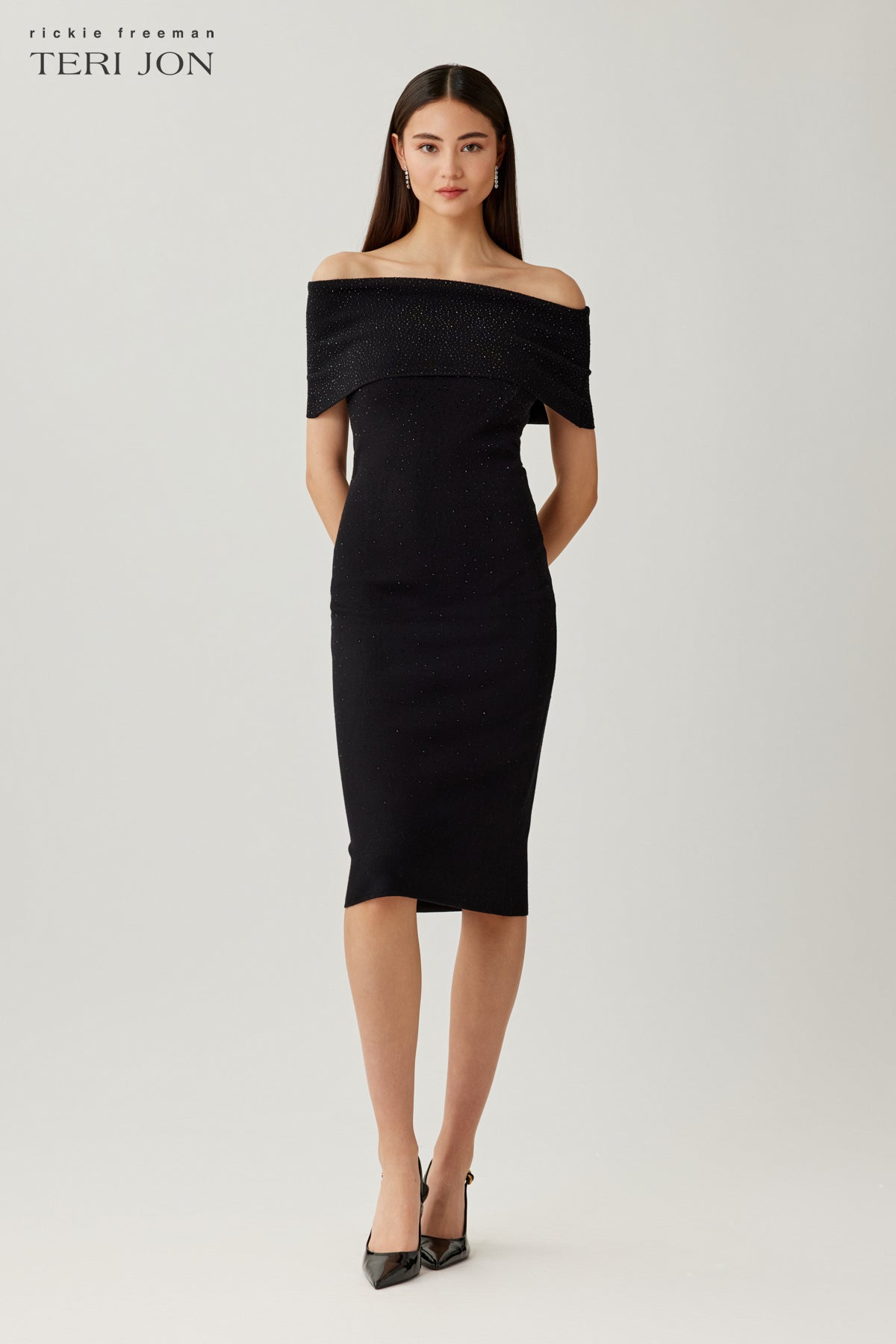Off The Shoulder Sparkle Knit Dress