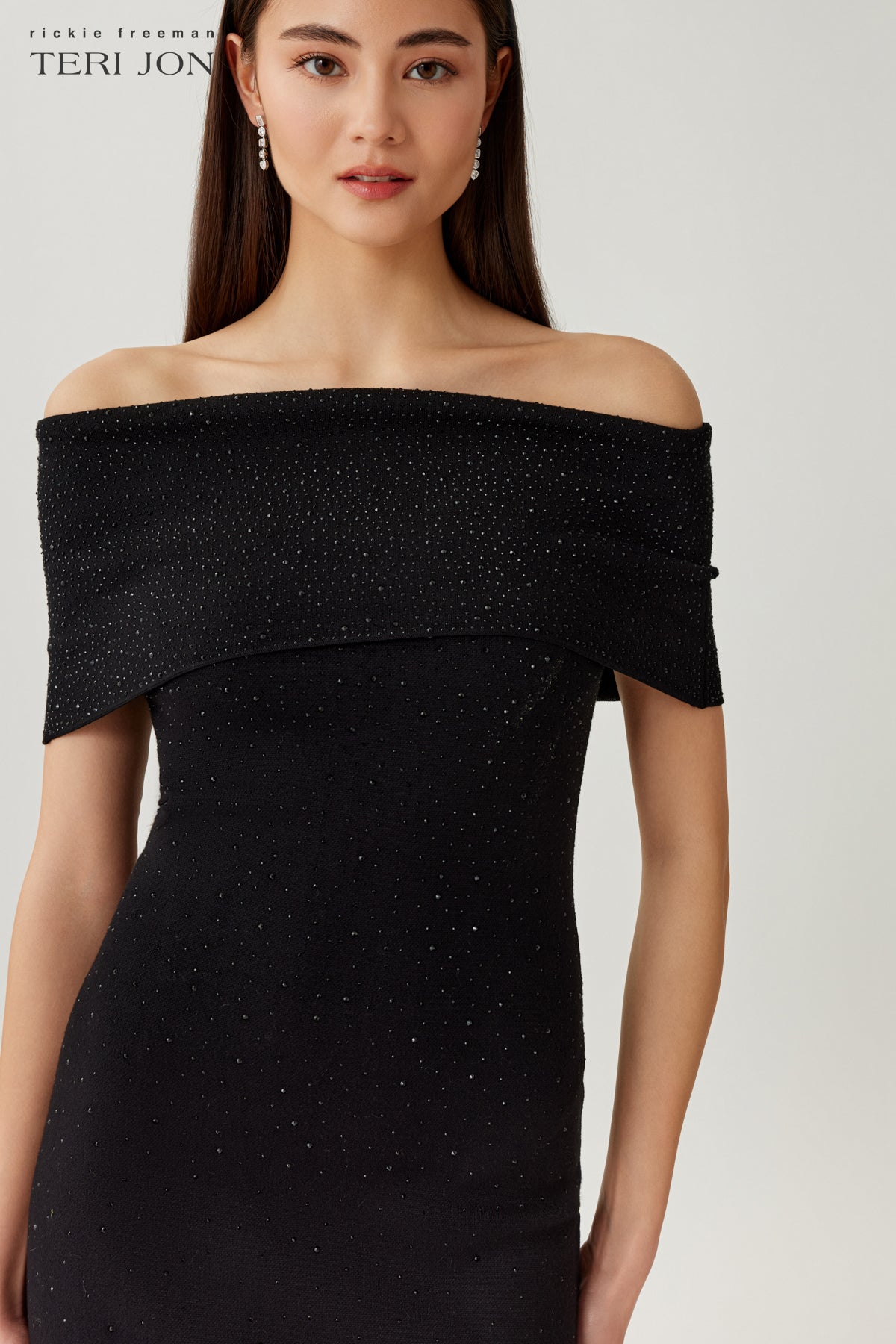 Off The Shoulder Sparkle Knit Dress