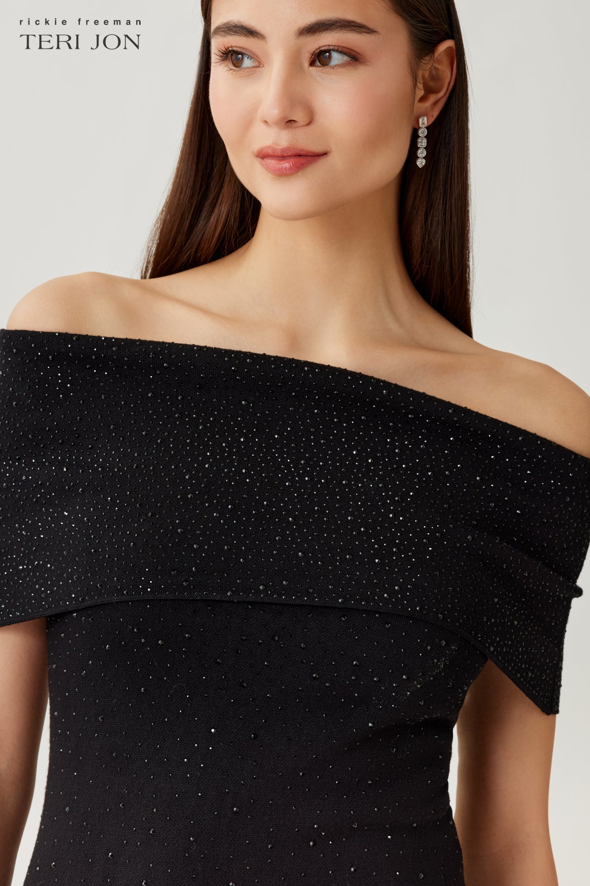 Off The Shoulder Sparkle Knit Dress