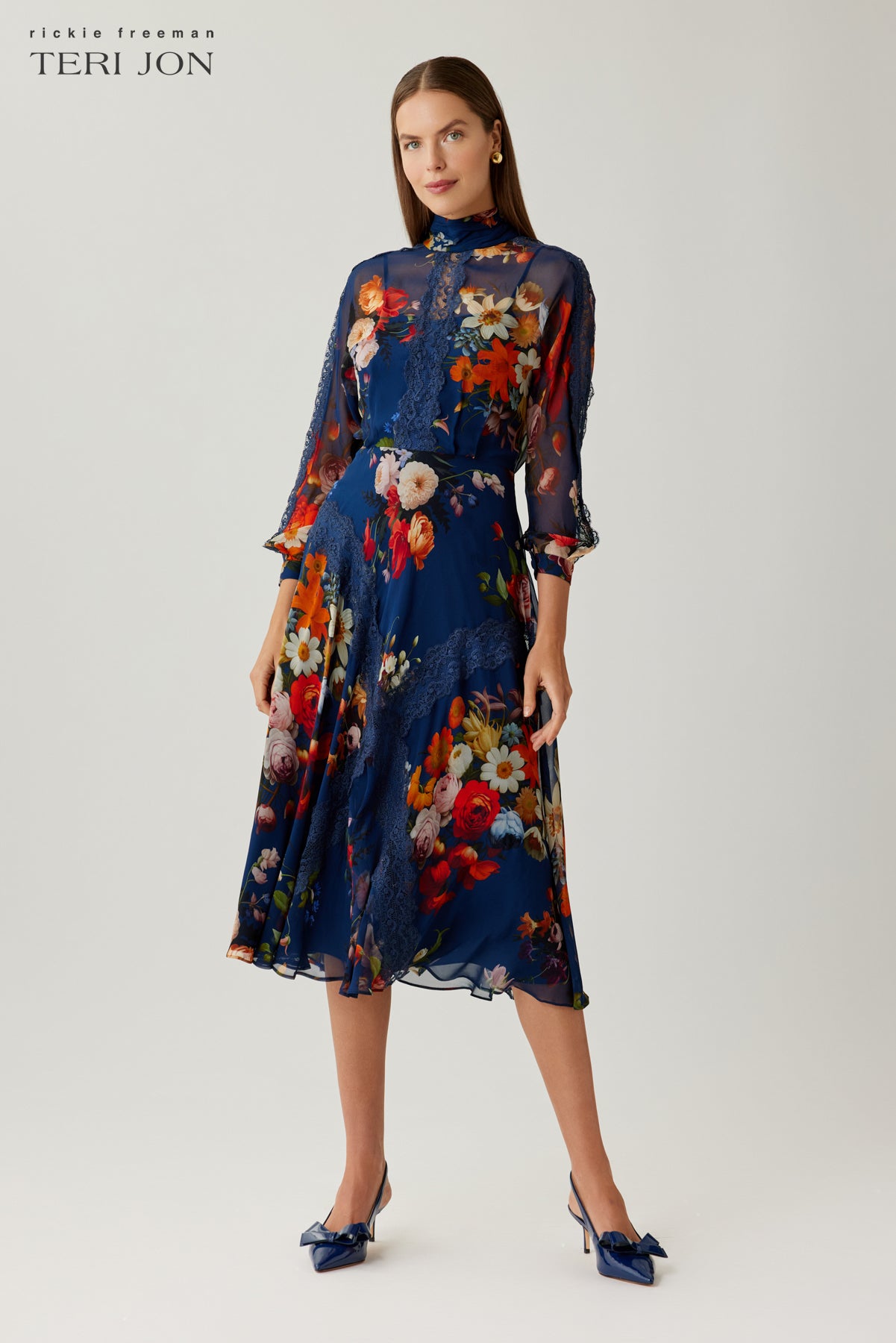 Floral Printed Chiffon Midi Dress