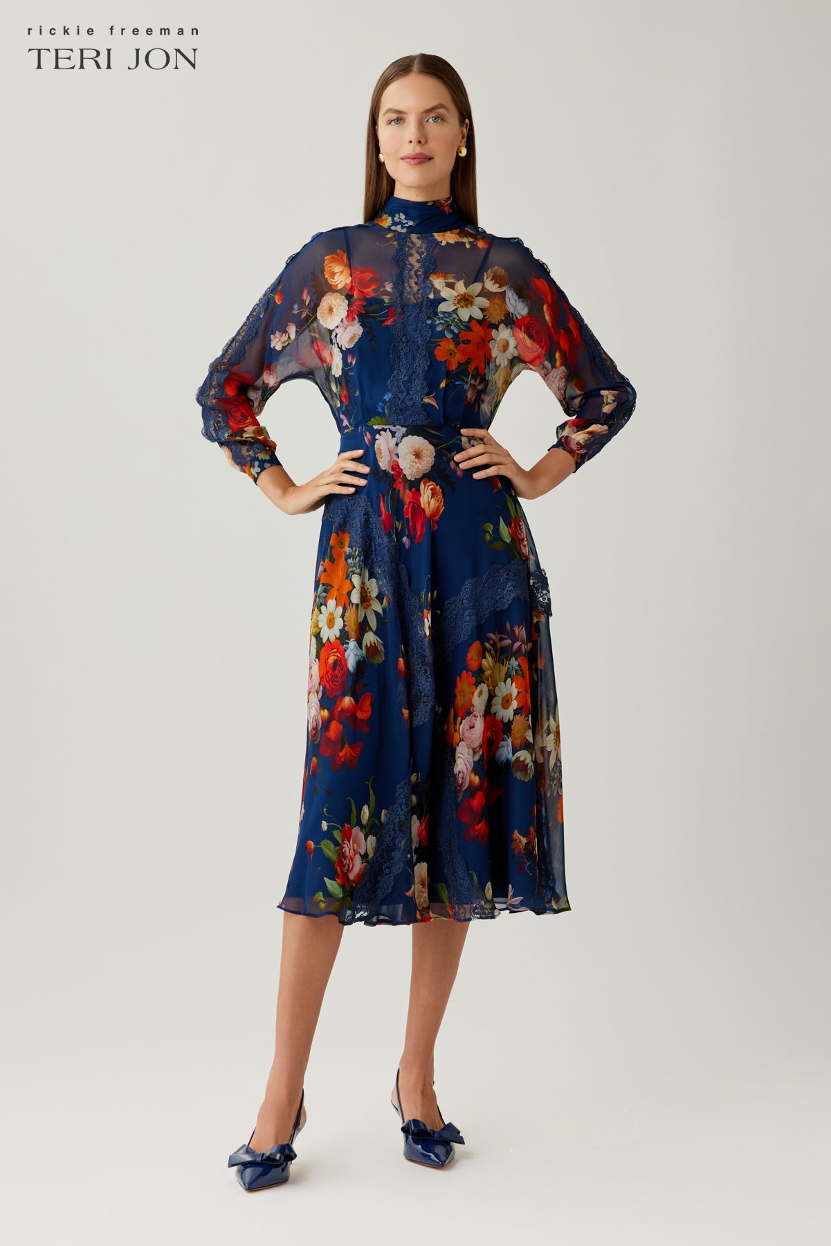 Floral Printed Chiffon Midi Dress