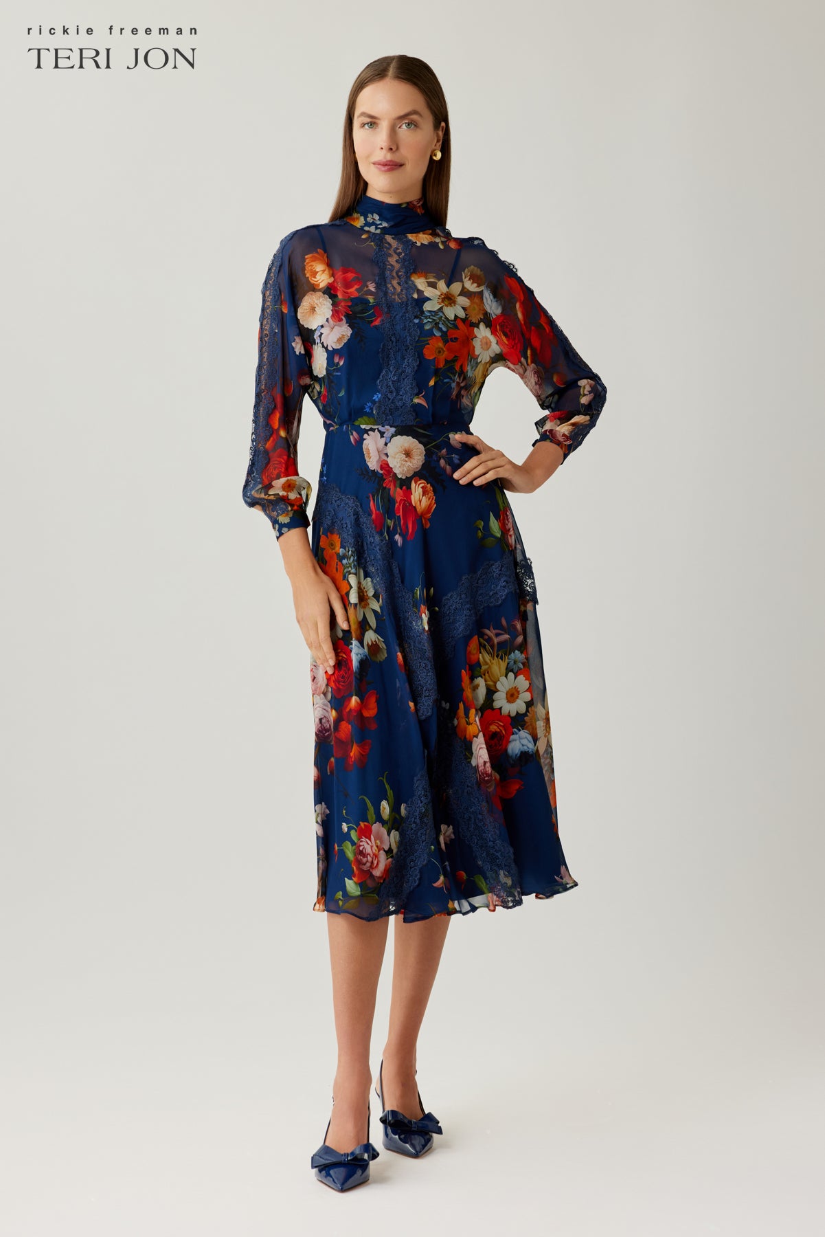 Floral Printed Chiffon Midi Dress