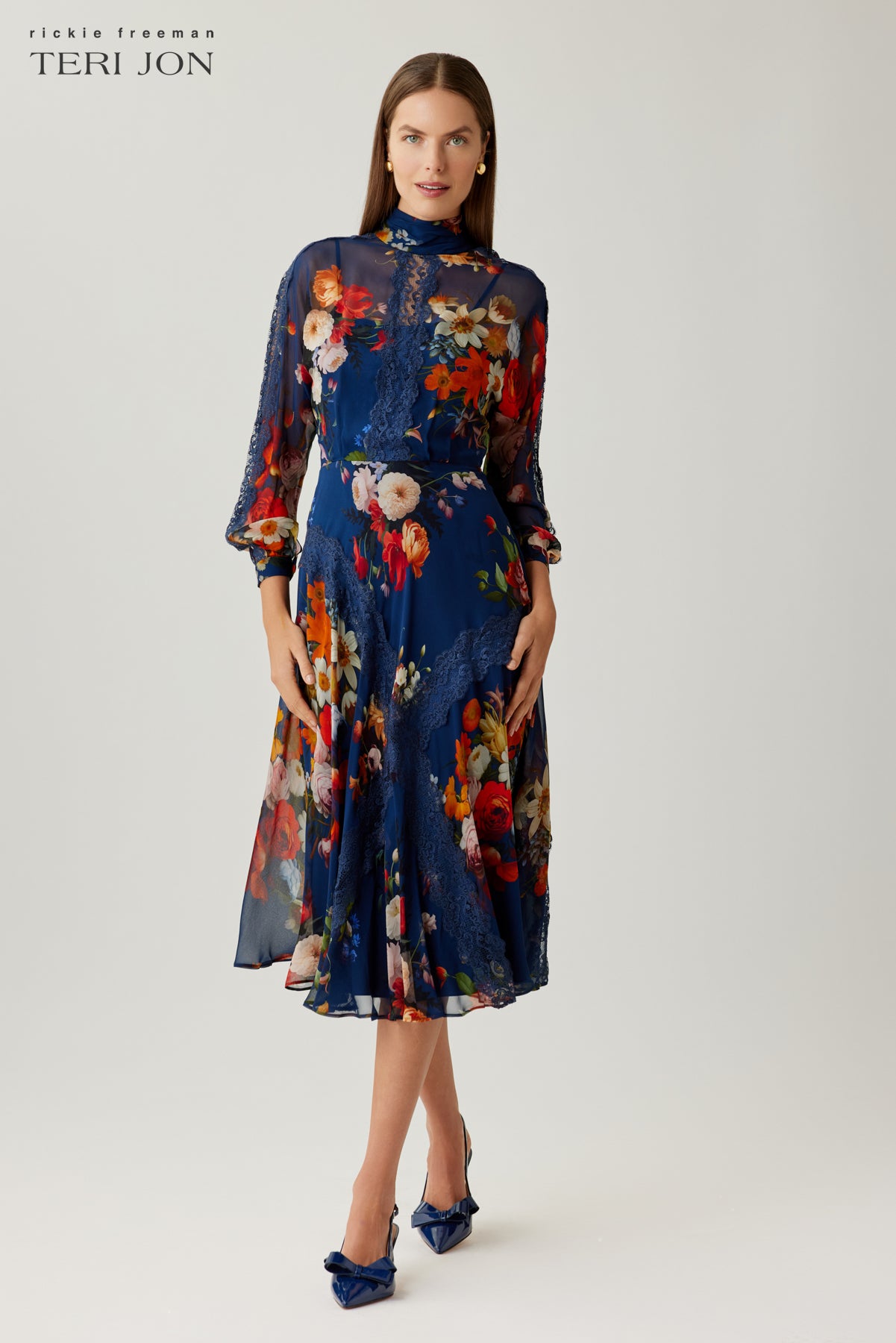 Floral Printed Chiffon Midi Dress