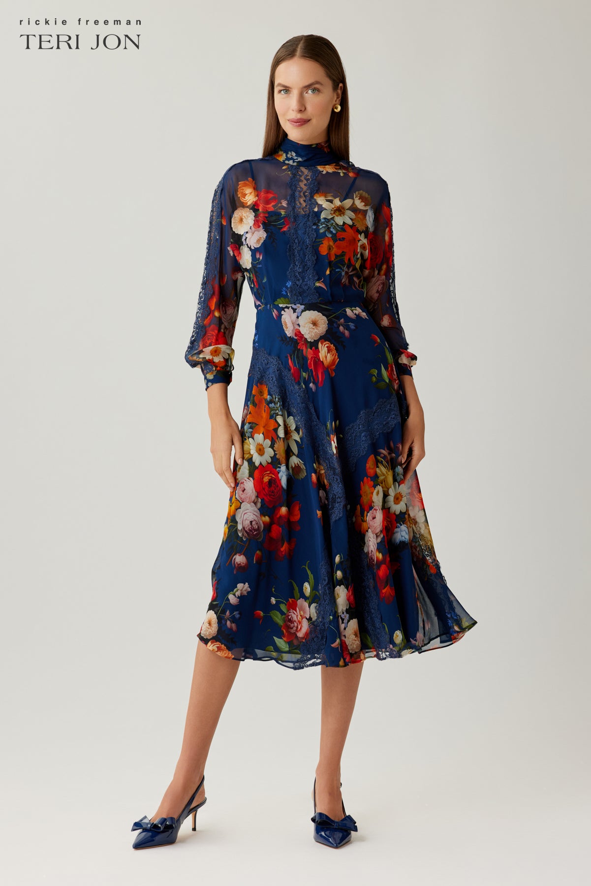 Floral Printed Chiffon Midi Dress
